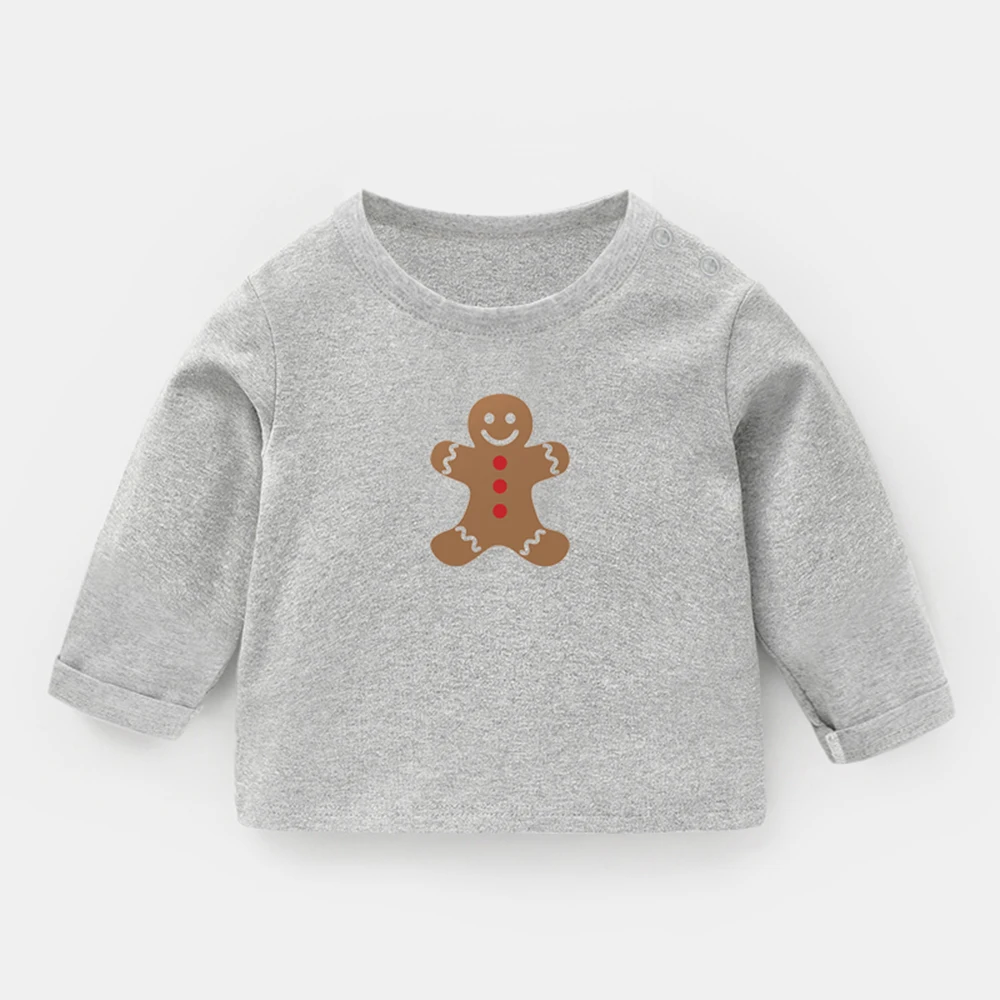 Футболка для новорожденных с длинным рукавом и принтом пряника Футболка для новорожденных с длинным рукавом и принтом пряника