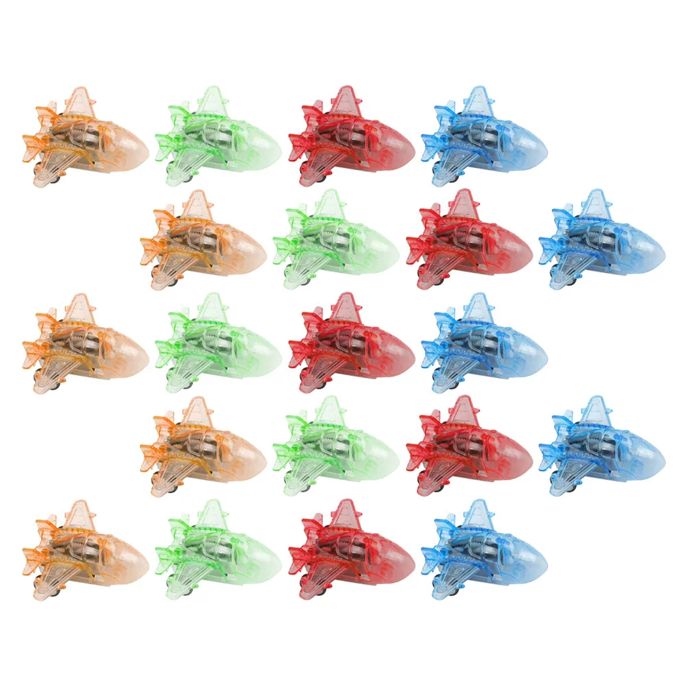 

20pcs Cartoon Aircraft Toys Transparent Inertia (Random Color)