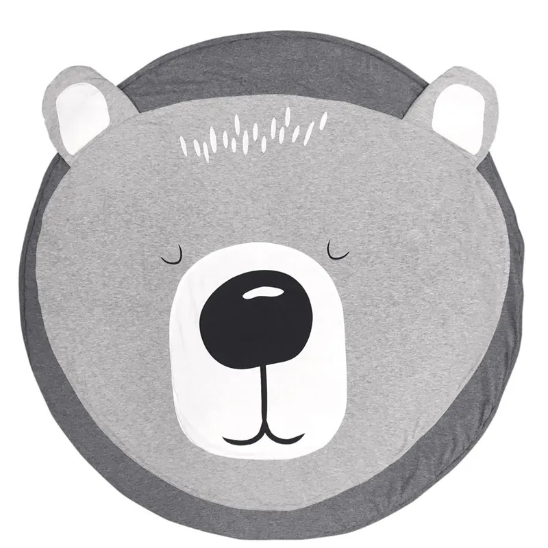 bear Коврик для альпинизма с животными, детские коврики для игр, мягкий хлопковый коврик для новорожденных, одеяло для ползания, круглый ковер, коврик для игрушек - Цвет: bear