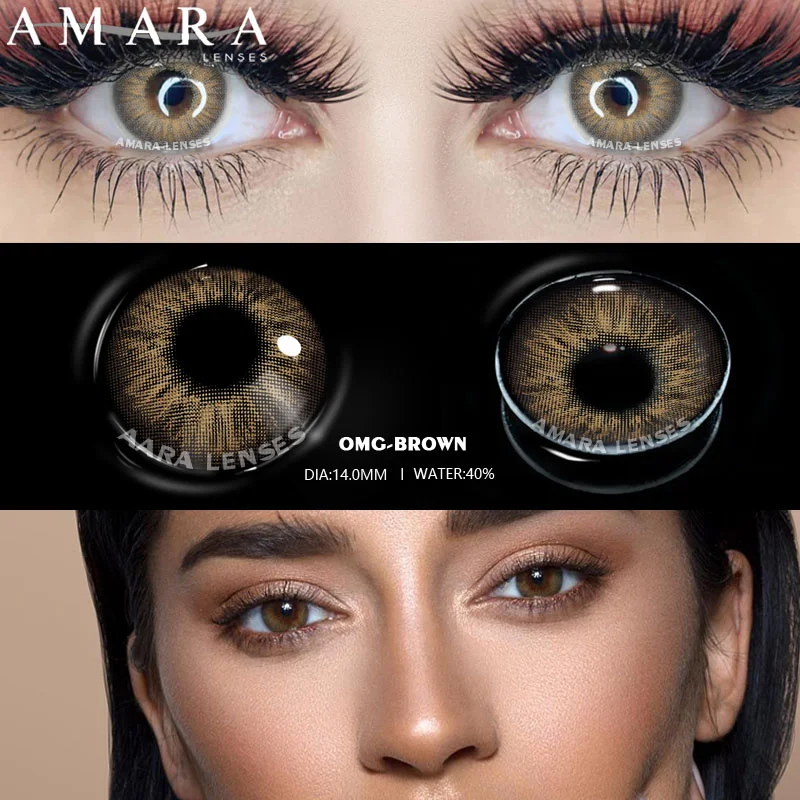 Цветные контактные линзы AMARA 1 пара для глаз серии OMG мягкие красивые