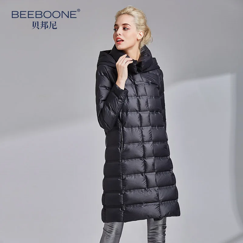 Осенне-зимняя новая стильная пуховая куртка средней длины с капюшоном e rong fu