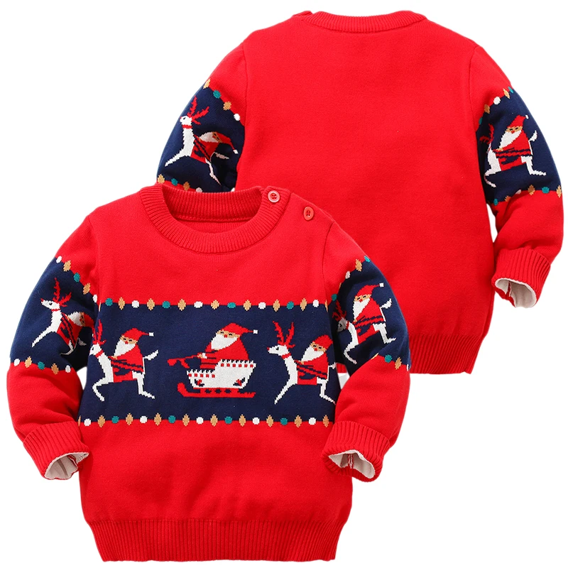 Su&eacute;ter de algod&oacute;n para ni&ntilde;os de 1 a 7 a&ntilde;os, jersey rojo de Navidad para ni&ntilde;as y ni&ntilde;os, Tops de punto, ropa de Pap&aacute; Noel para ni&ntilde;os peque&ntilde;os, ropa de ciervo-0