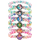 Новые градиентные жемчужные бусины русалки браслеты с имитацией жемчуга гибкие 10 шт. 18 мм застежки для принцесс ювелирные изделия