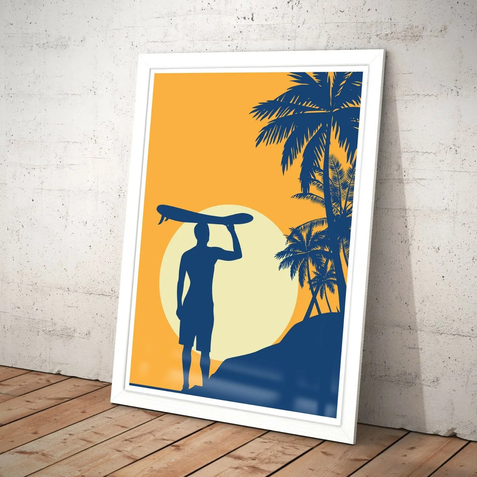 Настенная Картина на холсте для серфинга Летний пляж Современная мультяшная