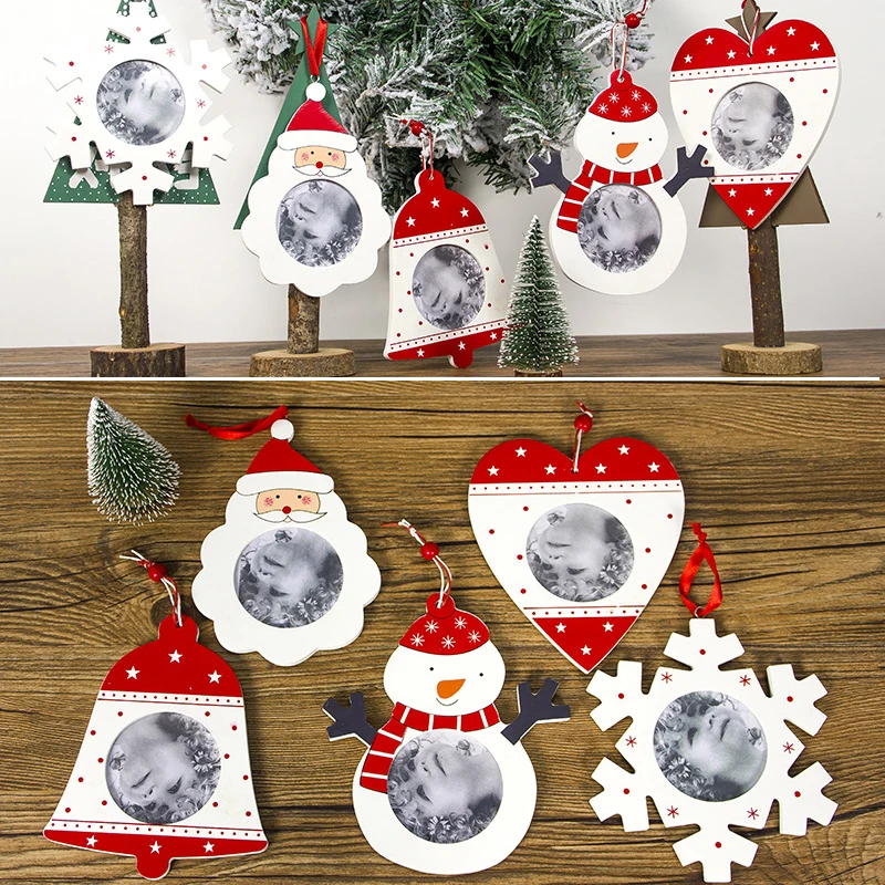 

Creative Wooden Christmas Photo Frame Pendant Xmas Tree Hanging Decor Ornament Christmas Tree Decoration Hangers
