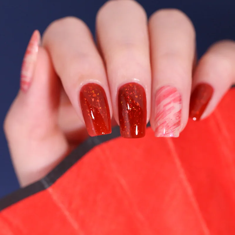 BORN PRETTY 6 мл Блестящий лак для ногтей красочный слюда прозрачный красный оранжевый