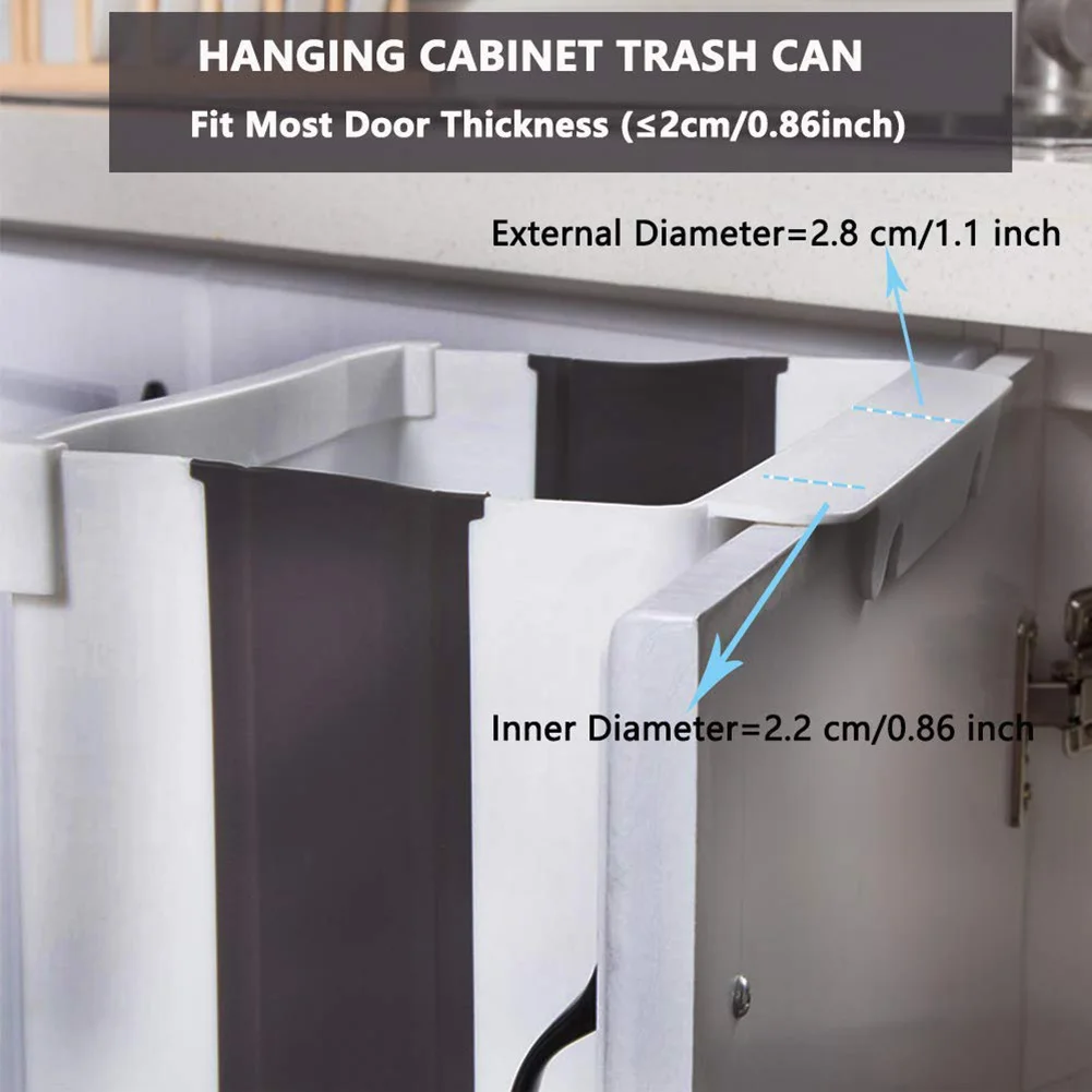 

Hanging Trash Can Collapsible Small Garbage Waste Bin for Kitchen Cabinet Door REME889
