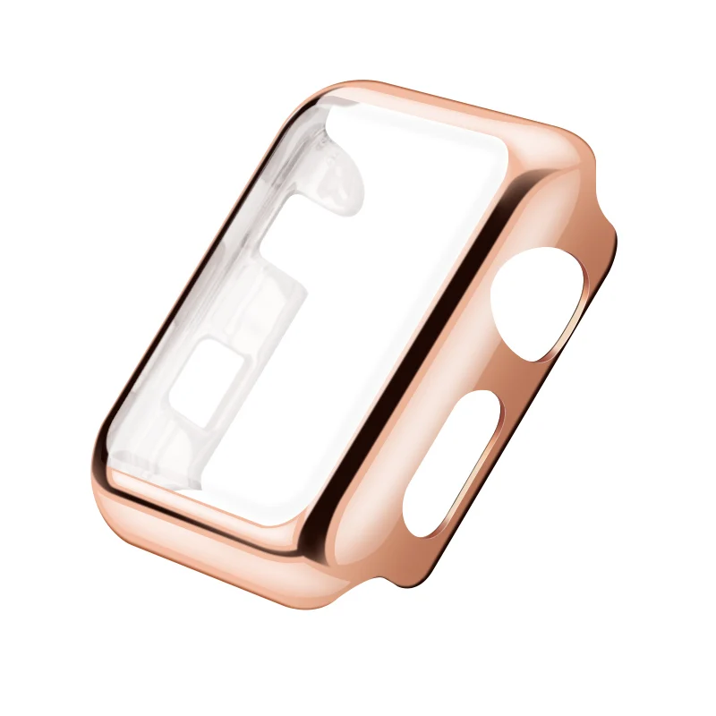 Розовое золото Чехол для часов, защитный чехол для Apple Watch 5, 4, 3, 2, 1, 42 мм, 38 мм, прозрачный пластиковый экран для iWatch 44 мм, 40 мм, полный защитный чехол - Цвет: Розовое золото