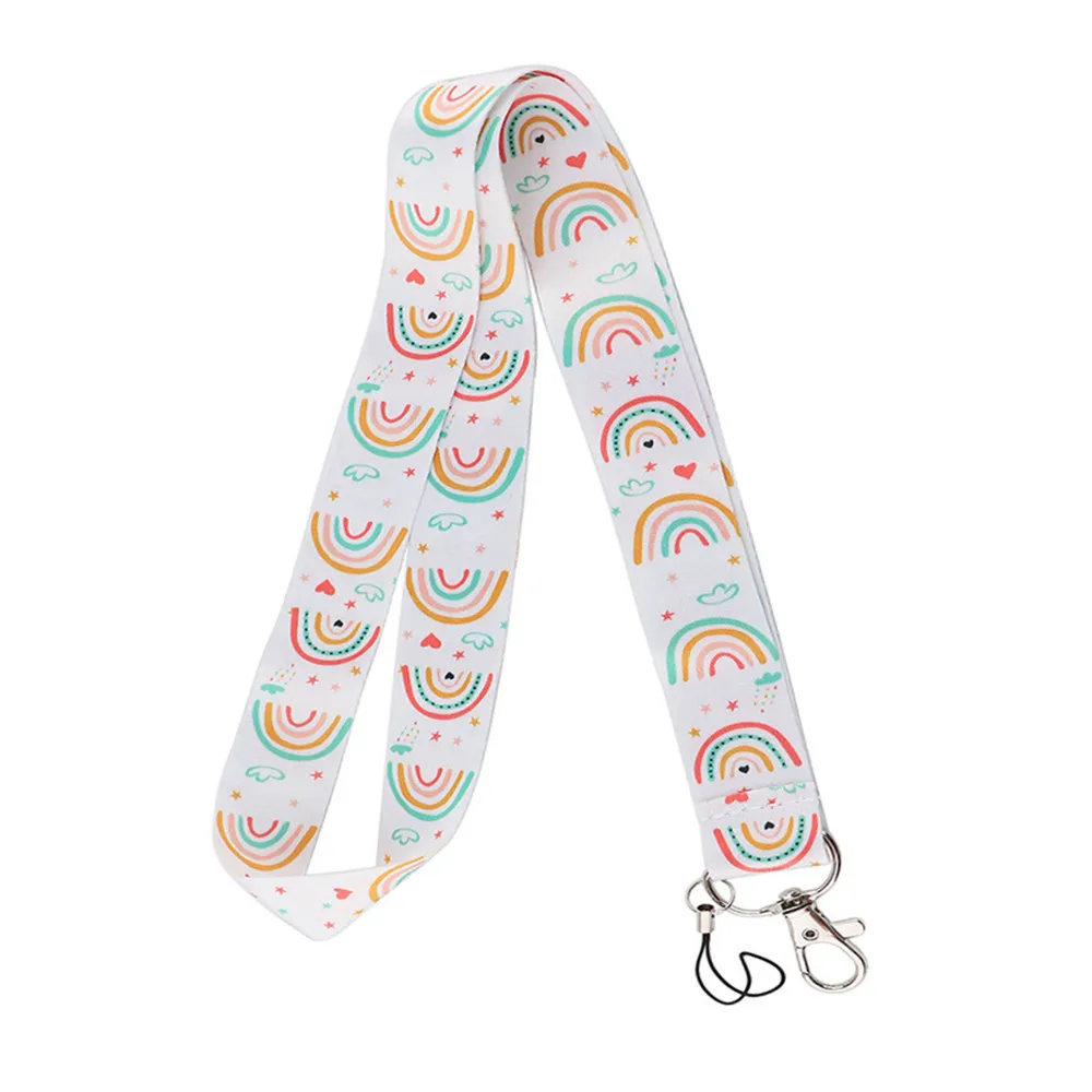 

12Pcs Cartoon Rainbow Cute Kawai Phone Straps Holder Lanyard Keychain ID Card Badge DIY Hanging Multifunctional Webbing Ribbon