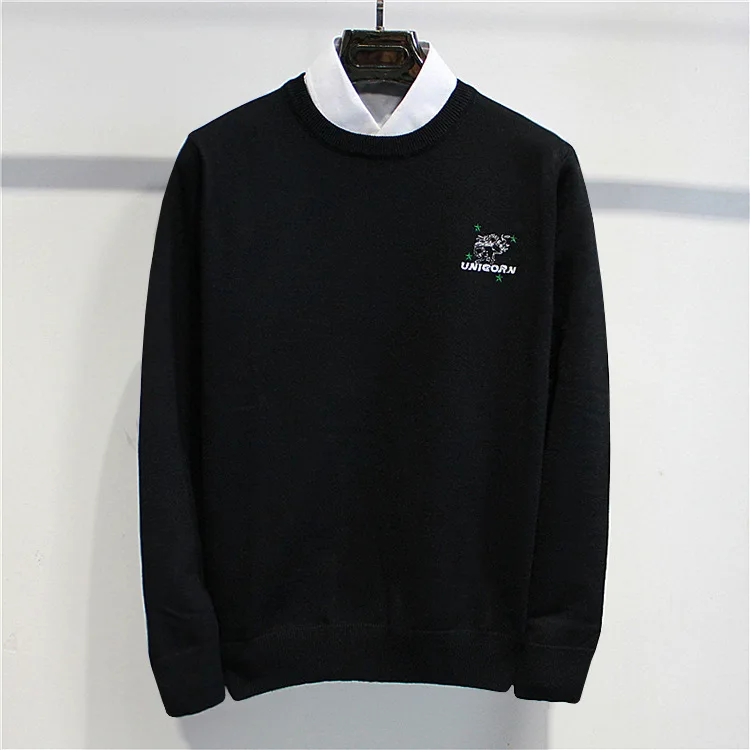 Мужской трикотажный свитер с вышивкой в виде звезд|Джемперы| |