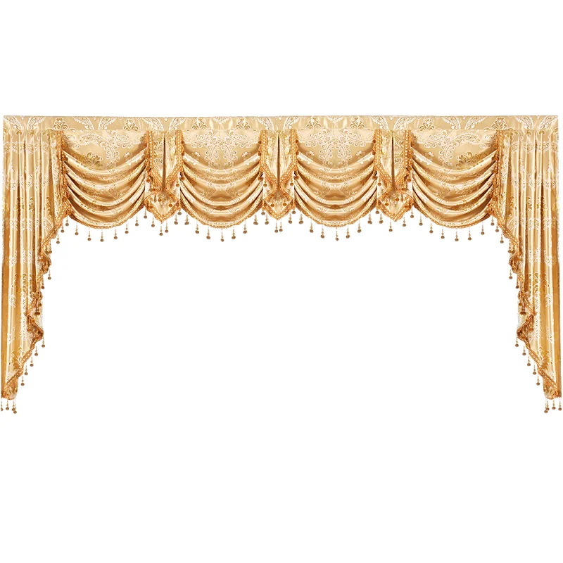 

Gold Color European Royal Luxury Style Valance Curtains For Living Room Window Curtains Kitchen For For Bedroom