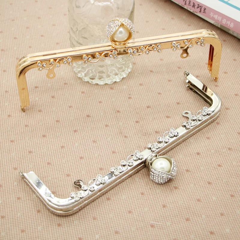 

Розничная продажа, Размер 20 см, сумка, металлическая рамка для сумки, модные аксессуары, с жемчугом, большой металлический каркас для кошель...