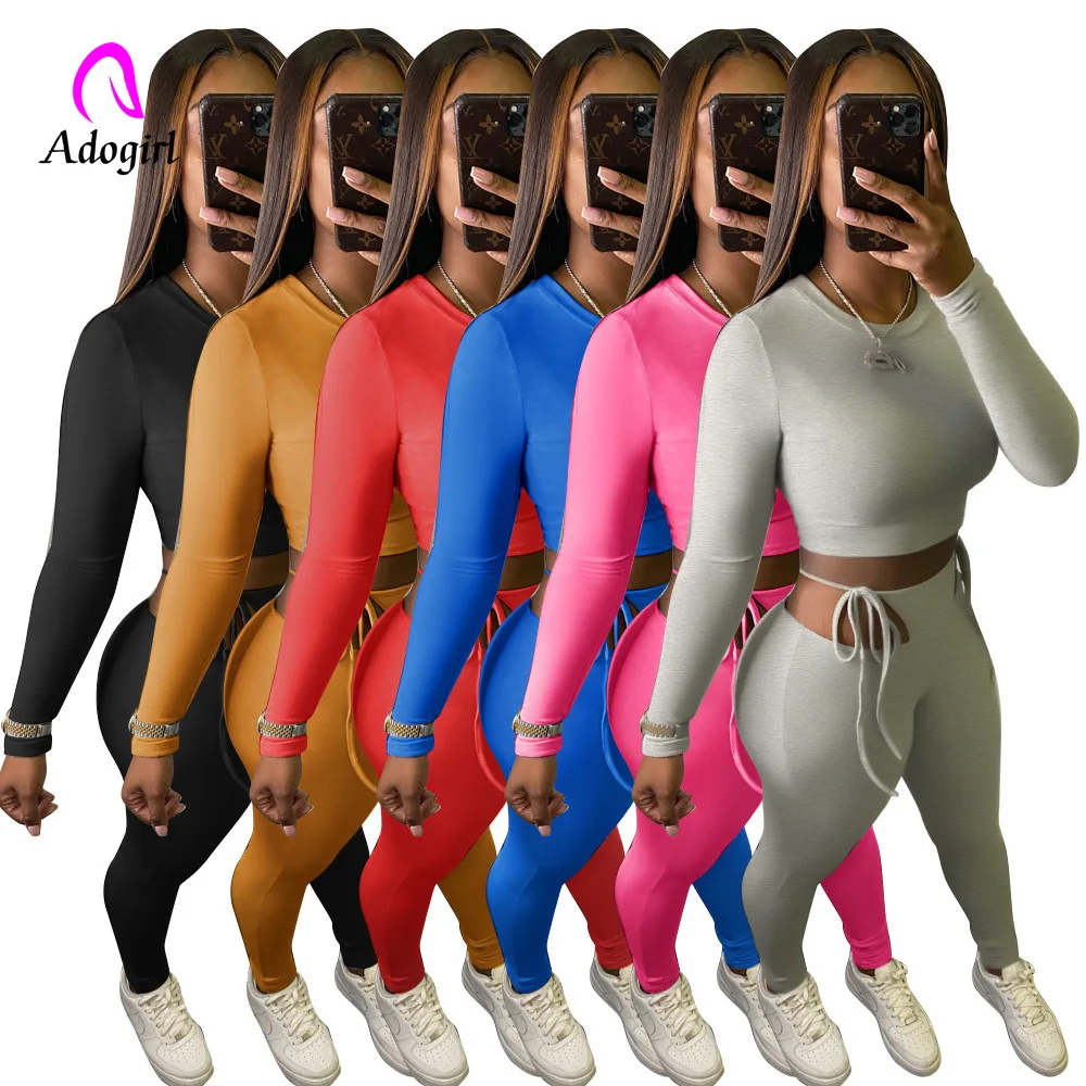 Однотонный женский комплект из 2 предметов пикантный укороченный топ и