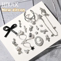 newest 2pieces lot pendant chain 3d alloy butterfly nail art zircon pearl metal manicure nails diy accessories nail decoration
