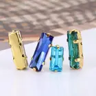 Бесплатная доставка, 5x10 5x15 7x21 мм, смешанные цвета, стеклянная багета, хрустальные стразы для шитья с золотым когтем, сделай сам, аксессуары для одежды
