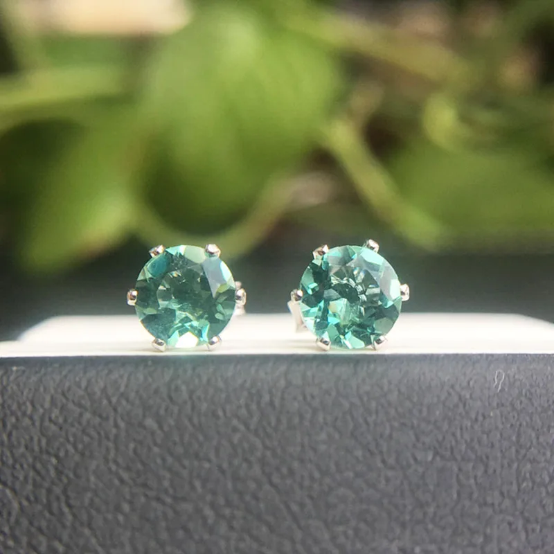 Женские свадебные серьги-гвоздики CSJ из серебра 925 пробы с натуральным аметистом