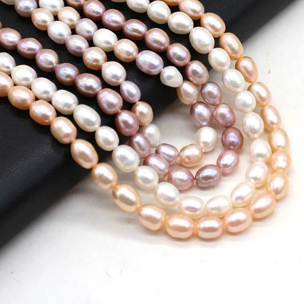 

Ожерелье и браслет ручной работы из натурального пресноводного риса, 7-8 м