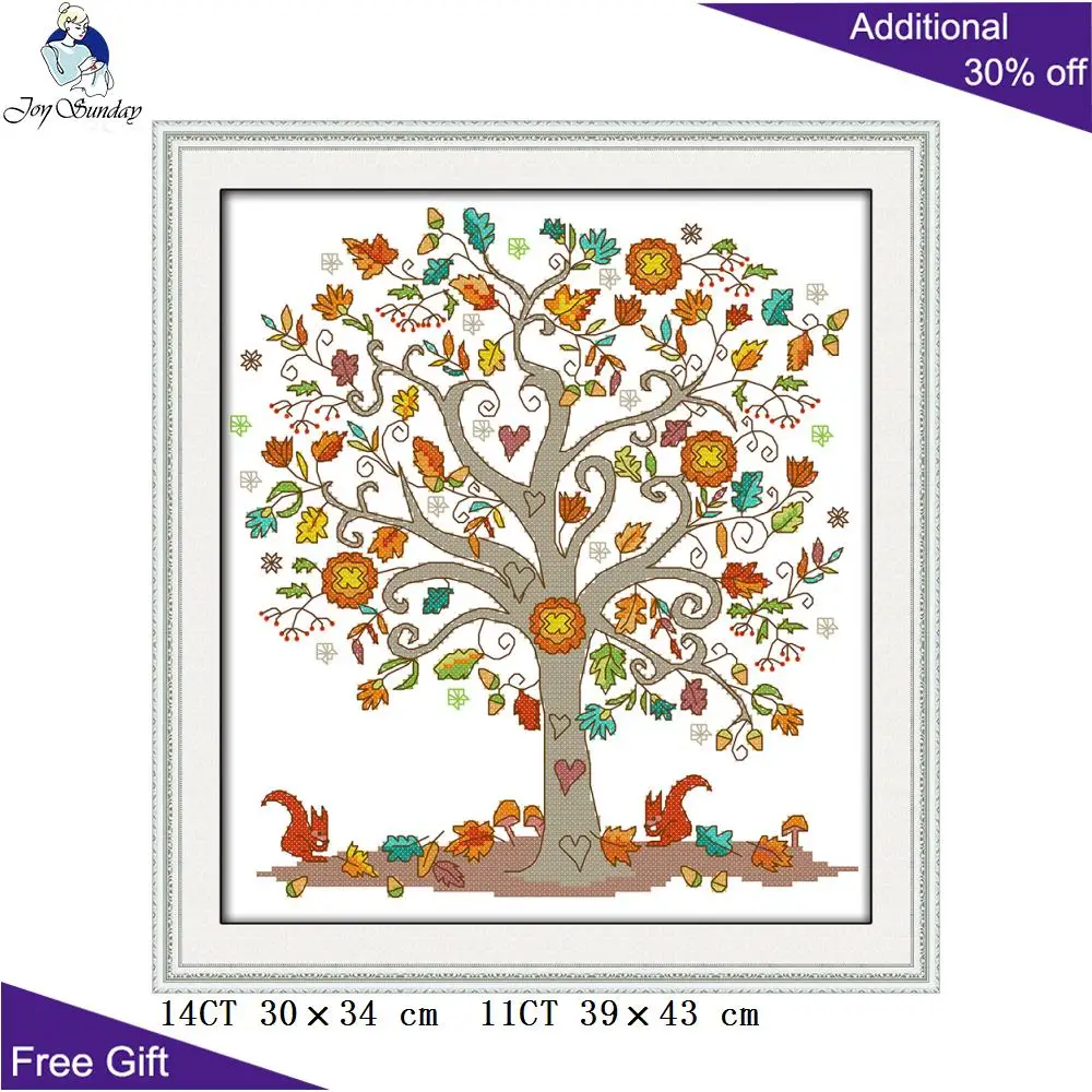 Joy Sunday Thanks Giving Tree Needlepoint J263 Счетный и штампованный домашний декор давая дерево