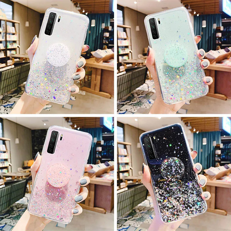 Star Phone Case With Holder For Huawei Y7 Y6 Prime 2018 Honor 7C Pro 7C P20 Lite 2018 Mate 10 20 Lite Soft Phone Back Cover