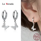 Серьги-кольца La Monada женские из серебра 925 пробы, Изящные Ювелирные украшения в виде бабочки, маленькие серебряные серьги-кольца, серебро 925 пробы