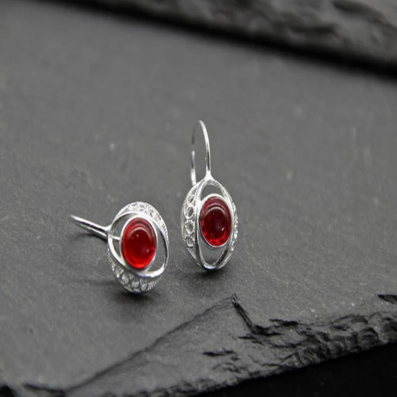 Серьги в этническом стиле серебряные украшения с узором ретро | Украшения и