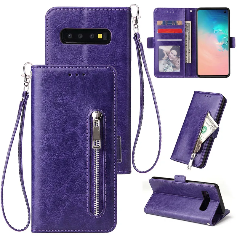 Zipper Wallet Case For Samsung Galaxy S10 S10E S8 S9 Plus Note 10 9 8 Plus Pro Cover For S10 5G A50 A70 A40 A30 A20 A10 M10 Case