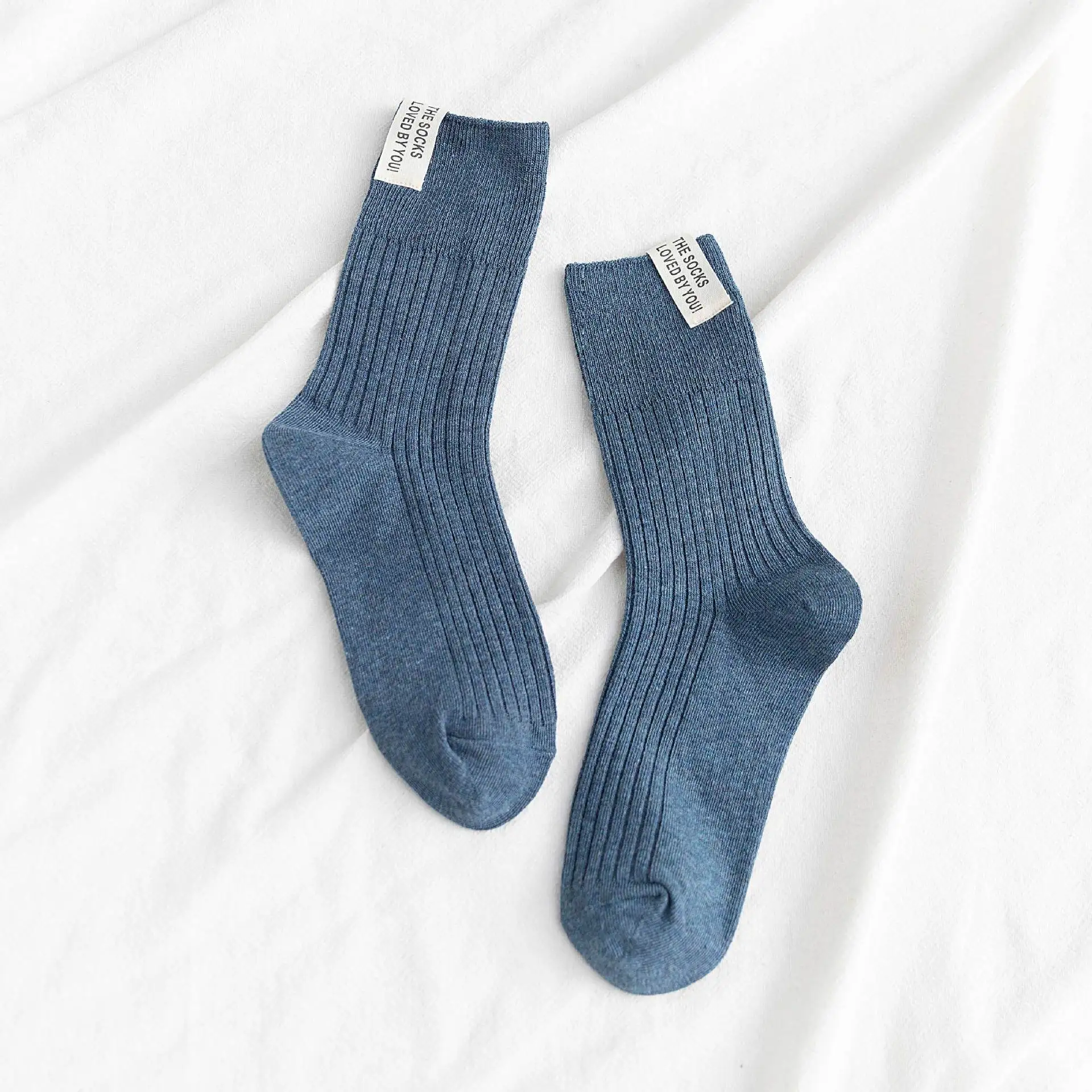 

Модные весенне-осенние однотонные хлопковые носки в японском и корейском стиле, женские зимние теплые удобные дышащие длинные носки