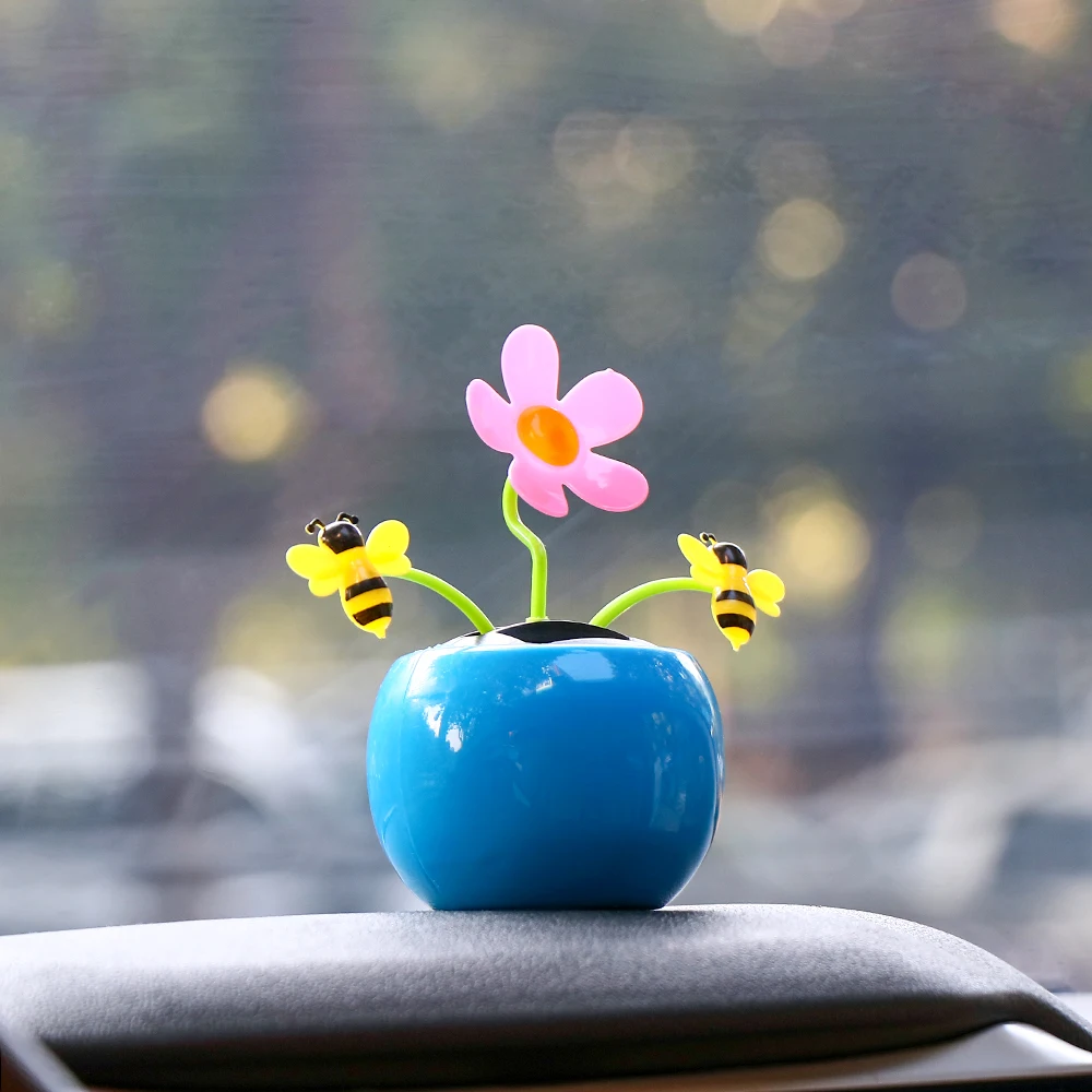 Модный танцующий цветок на солнечной энергии Подсолнух качели с Пчелой игрушки