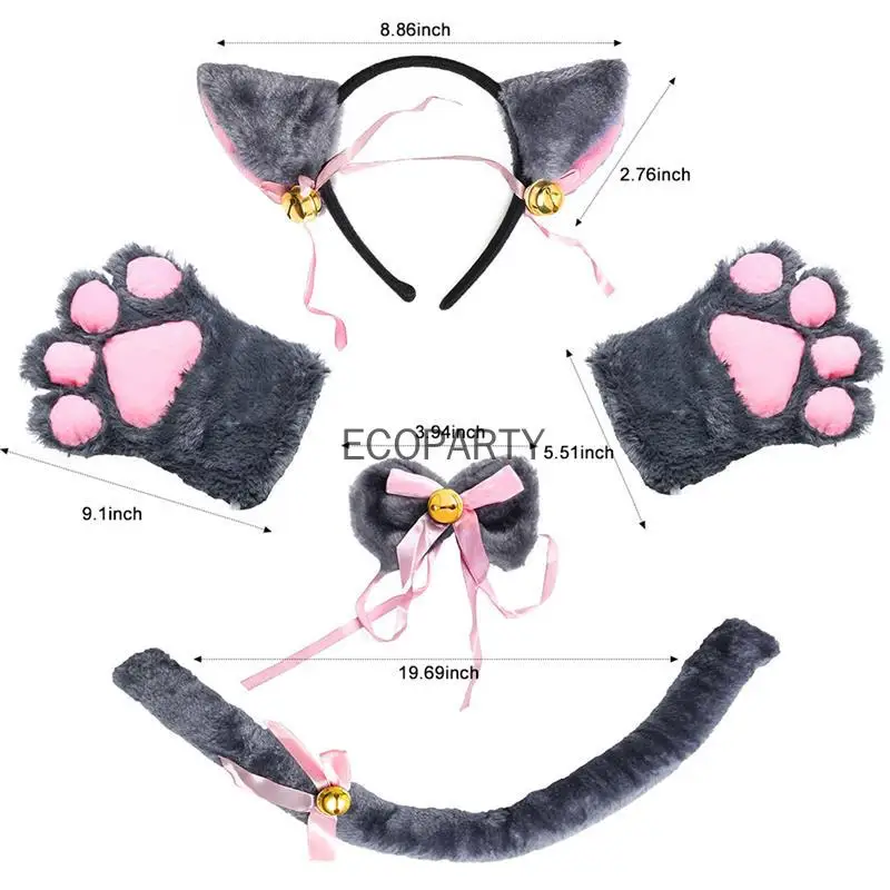 Костюм для косплея кошки котенок хвост уши воротник аксессуар Хэллоуина повязка