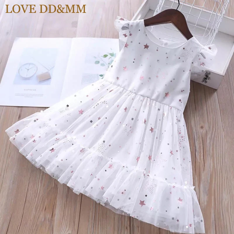 white4 Платья для девочек с надписью LOVE DD& MM коллекция года, Новая Осенняя детская одежда милое платье-майка без рукавов с кукольным воротником и цветочным принтом для девочек - Цвет: white4