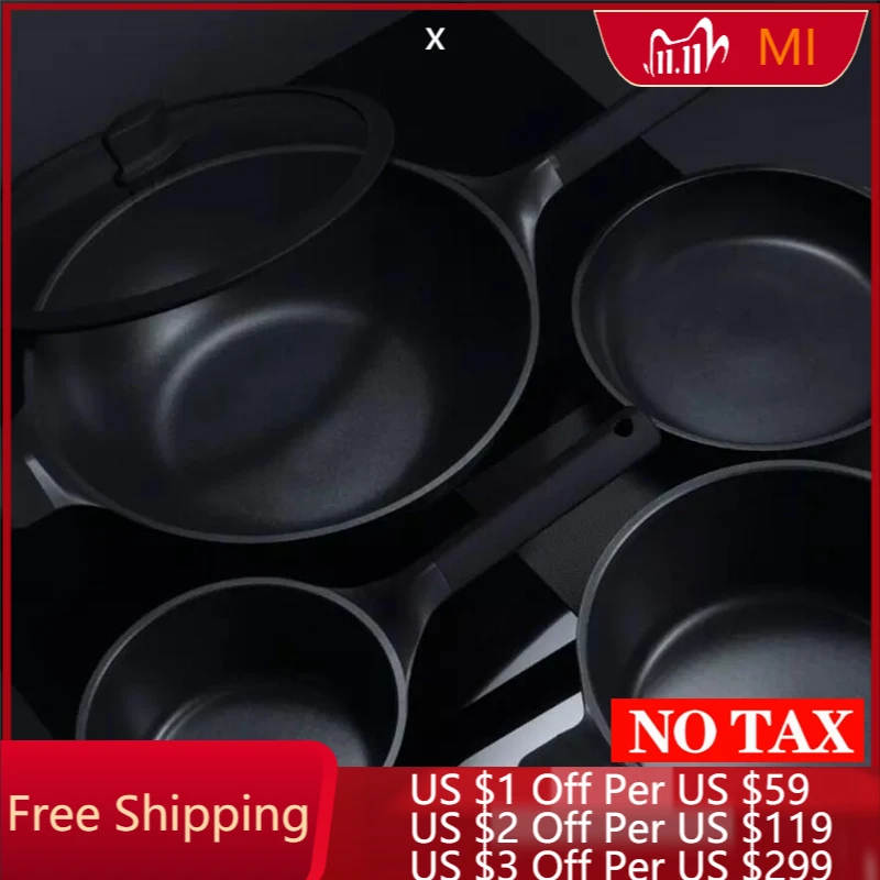 

Антипригарная супер платиновая сковорода Xiaomi Huohou, вок, сковорода для хранения молока, прочная, легко моется, кухонная сковорода с напоминан...