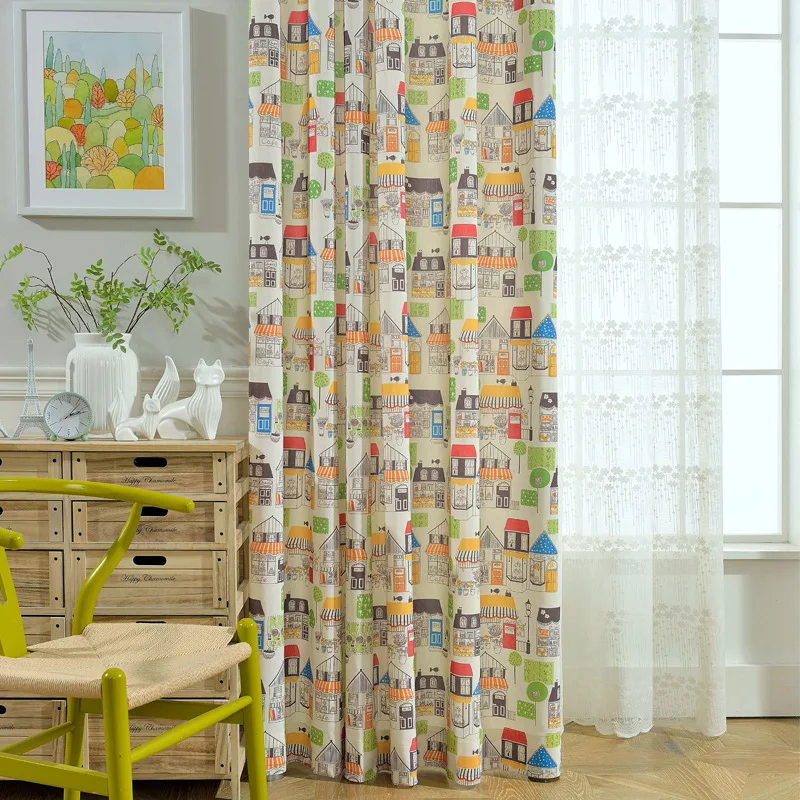 

Modern Blackout Curtains Magic town Pattern For Living Room Window Bedroom shading Ready Made Finished Drapes Blinds 2JL580