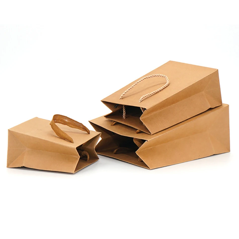 

Star Packaging Custom Printed Your Own Logo White Brown Kraft Gift Craft Shopping Ribbon Handle Paper Bag
