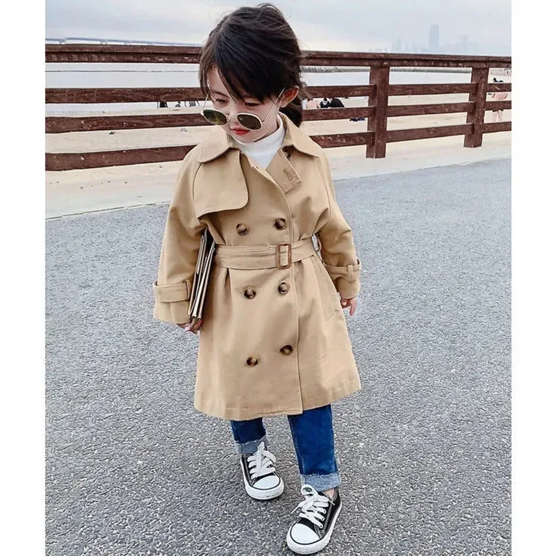 

New Children's Clothing Girls Windbreaker Girls Baby Jacket Children's Autumn Coat Kids Long Solid Color Coat
