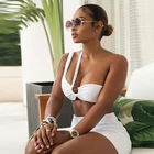 Hirigin летний повседневный черный комплект из двух предметов женский Асимметричный топ на плечах + облегающая мини-юбка вечерние подходящие наряды