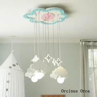 cartoon creative cloud chandelier girl bedroom childrens room lamp northern europe dream romantic led sky chandelier