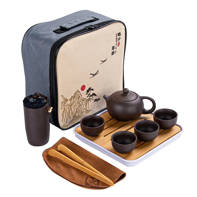 

Purple Clay Travel Tea Set Yixing Teapot Drinkware Tea Cup Tureen Infuser Chinese Tea Ceremony Outdoor/Home Teaware Sets