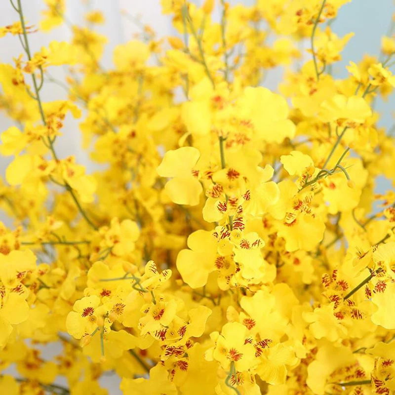 

Hot Yellow White Pink Blue Hotel Cafe Home Art Decor Plastic Artificial Flower 95cm Silk Butterfly Orchid For Bedroom