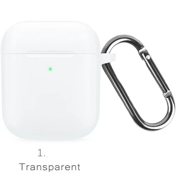 01 Transparent Жидкие силиконовые наушники корпус для AirPods анти-грязь APPLE airpods чехол розовый черный темно-синий желтый красный - Цвет: 01 Transparent