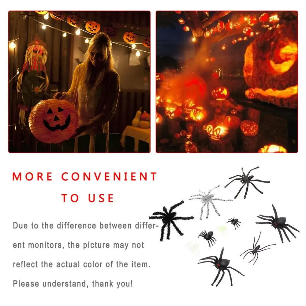 

50PCS Simulation Spider Toy Trumpet Flower Spider Black Horror Scary Spider Model Fake Spider Horror Decoration Props