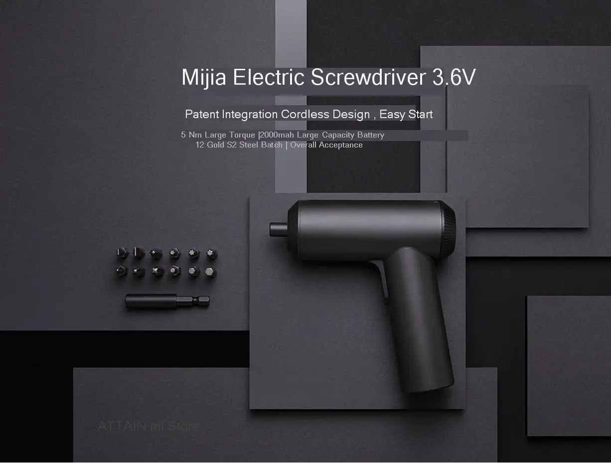 Xiaomi Mijia Беспроводная перезаряжаемая отвертка 3,6 V 2000mAh Li-Ion 5N. m электрическая отвертка с винтом 12PcsS2 Xiomi smart Bits