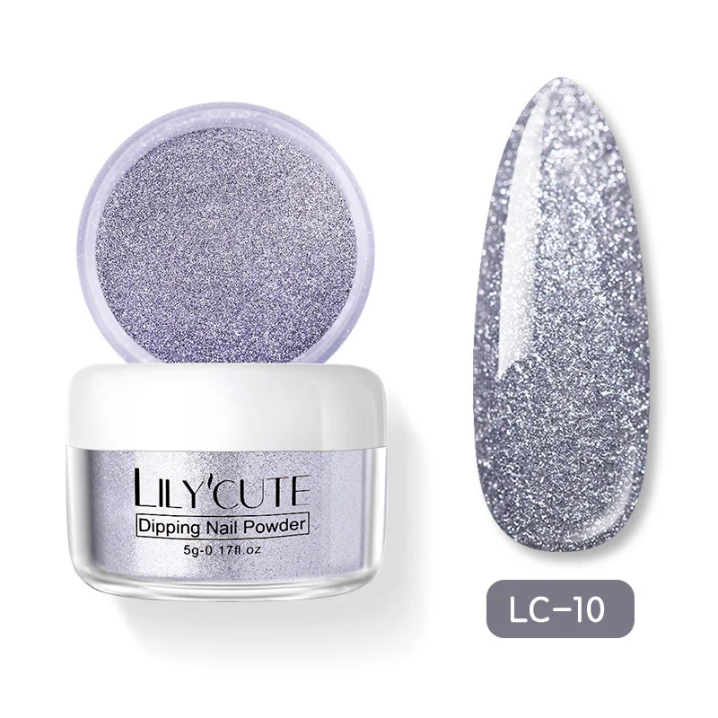 Glitter LC-10 LILYCUTE голографическое погружение ногтей Блеск порошок наборы градиентный французский порошок для ногтей цветной натуральный сухой пигмент для ногтей - Цвет: Glitter LC-10