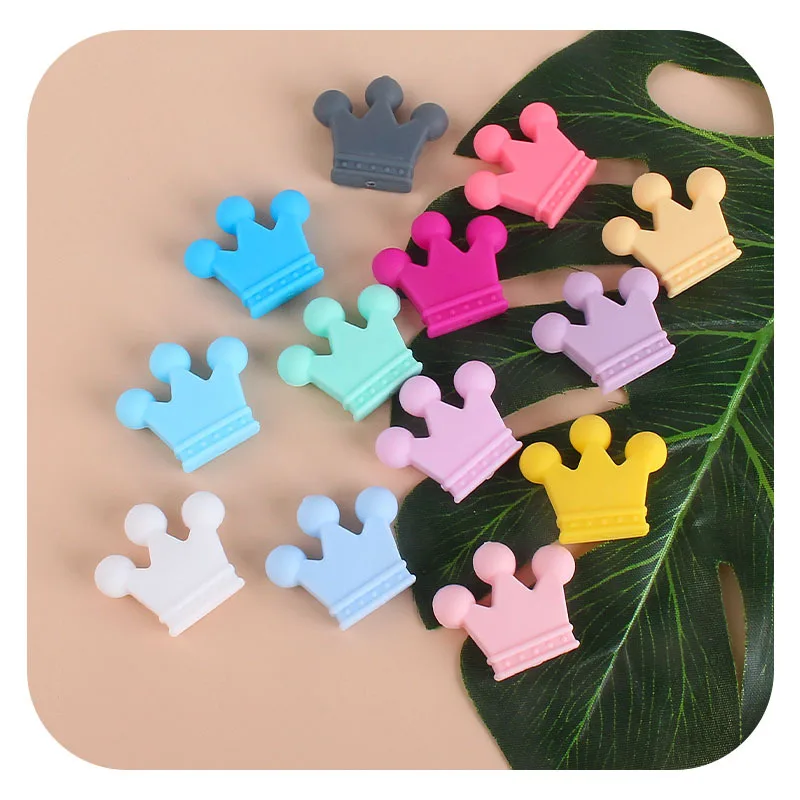 

10pcs Baby Teethers Toys Crown Silicone Beads Food Grade Silicone Handmade DIY Pacifier Clip Chain Pendant Accessories Product