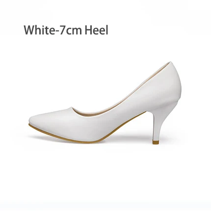 x7-white YALNN/Новинка; модные туфли-лодочки на высоком каблуке; женская кожаная обувь высокого качества на среднем каблуке; Цвет черный, белый; туфли-лодочки для офиса; женская обувь - Цвет: x7-white
