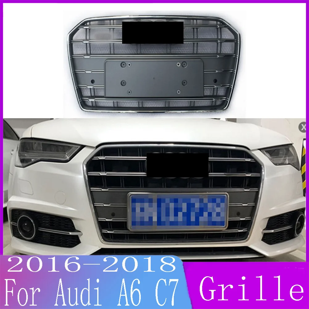 

16 17 18 For Audi A6 C7 2016 2017 2018 (for S5 style) Car Accessory Front Bumper Grille Centre Panel Styling Upper Grill