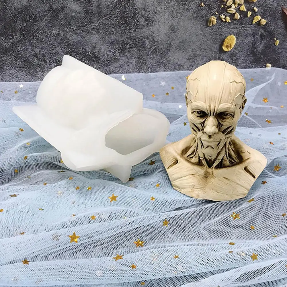 Molde de silicona con forma de calavera 3D, accesorio hecho a mano para hacer velas, manualidades de silicona de alta calidad para fiesta de Halloween-3