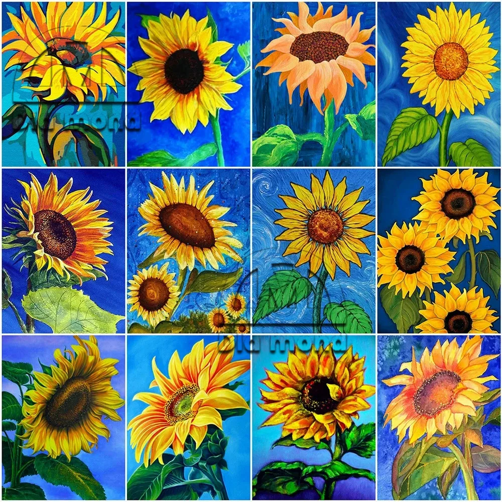 

5D Diy Diamond Embroidery Cross Stitch Kit Sunflower Full Drill Square Round Diamond Painting Flower Rhinestone Mosaic Art Decor