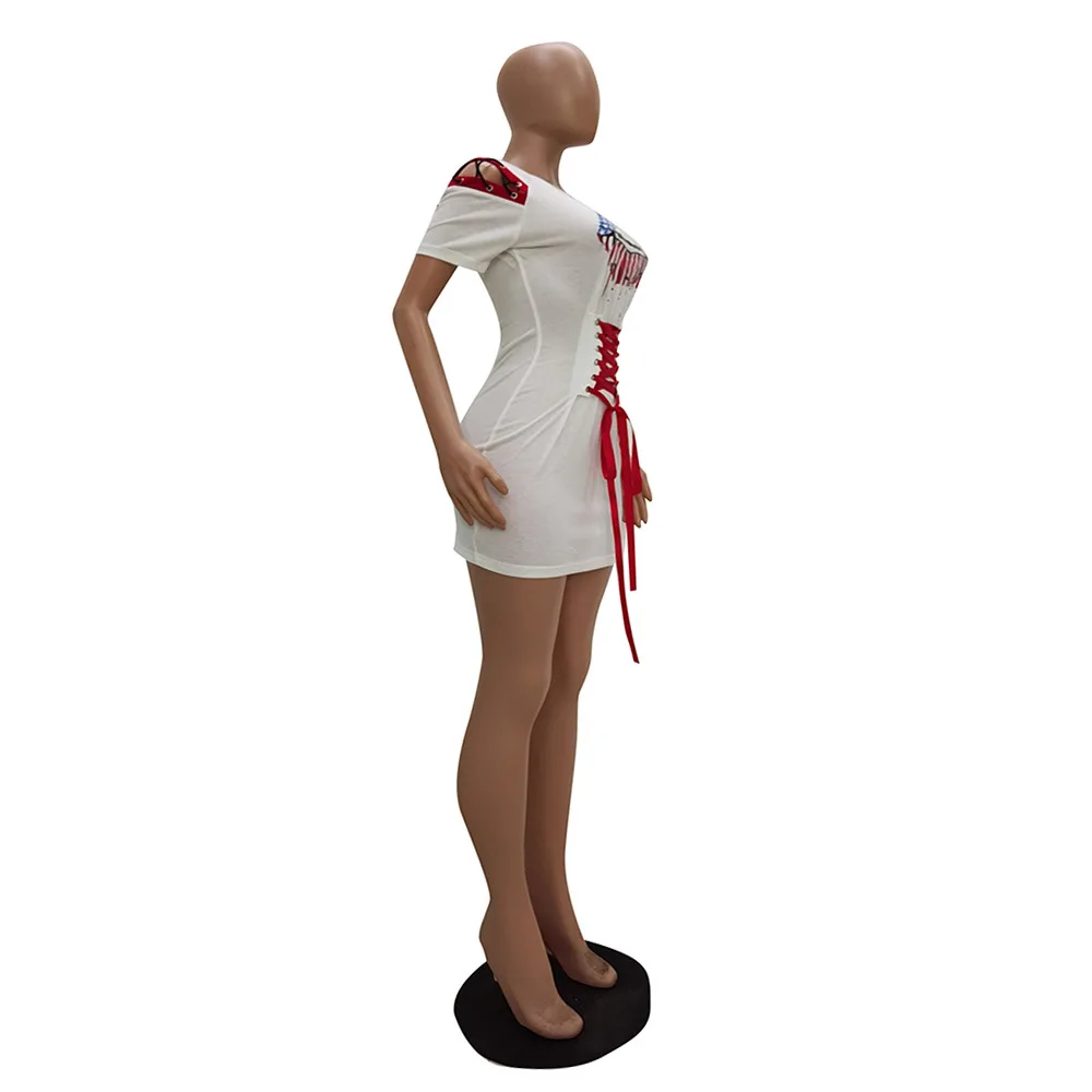 

New Summer Women Dress Sexy Off The Shoulder Waist Bandage Bodycon Mini Dress