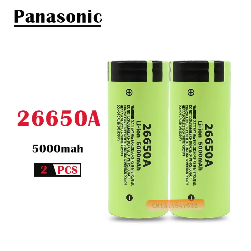 2 шт./лот 100% Оригинальный Новый аккумулятор для Panasonic 26650A 3 7 в 5000 мАч литий ионные
