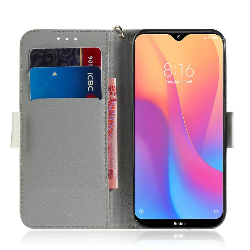 Защитный чехол книжка для Redmi 8 8A Xiaomi милый 3D бумажник держатель Redmi8 A